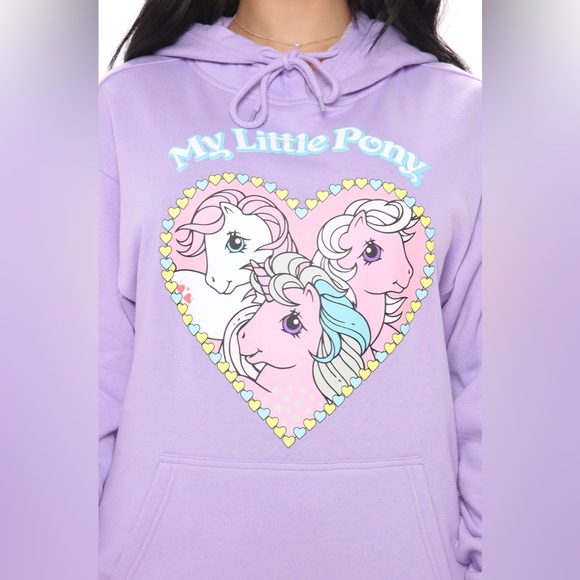 My Little Pony Retro 80’s Heart Graphic Purple Fleece Lined Pullover Sweatshirt - Picture 9 of 9